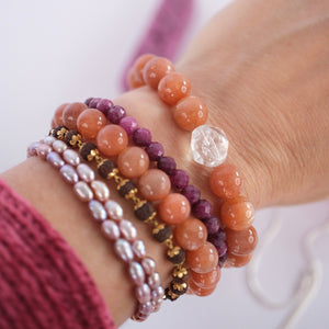 SURYA Blessings Bracelet 'The Radiant Blessing Sun' | 10mm Sunstone, Herkimer Quartz bracelet