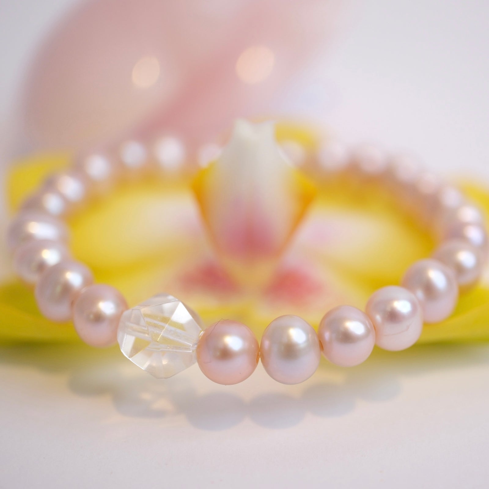 Pearl Bracelet: Japanese Akoya Pearl Pink with Diamond from Shivoham Australia