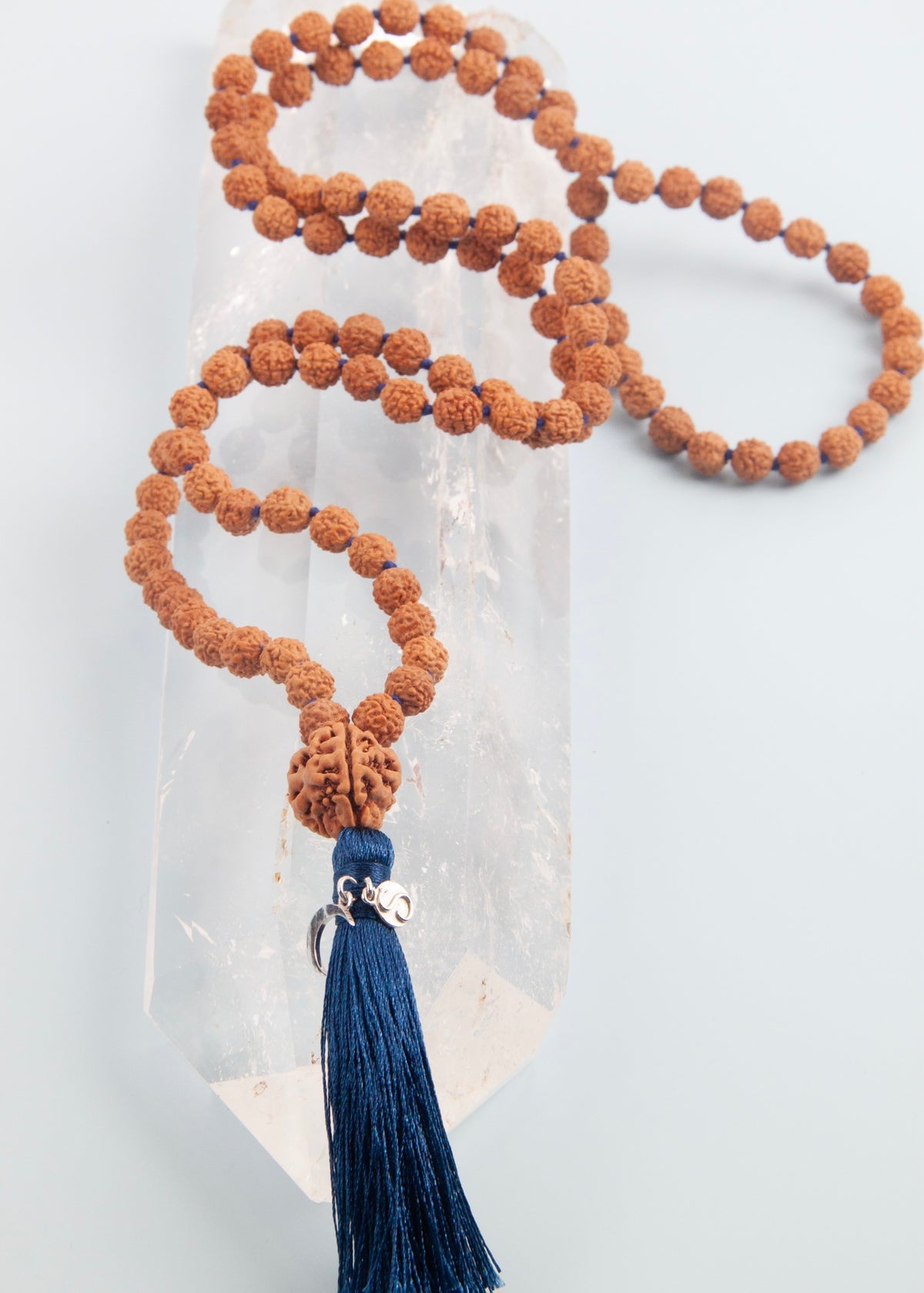 LIFE CHANGING 3 Mukhi Rudraksha | Large Meditation Mala | Trinity; Brahma Vishnu Mahesh. Past Present Future.