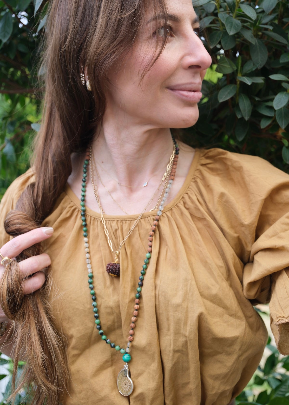 SIDDHA MAYA 'The Seers Magic Mala' | Ammonite, Ruby Zoisite, Rutile Quartz, Rudraksha