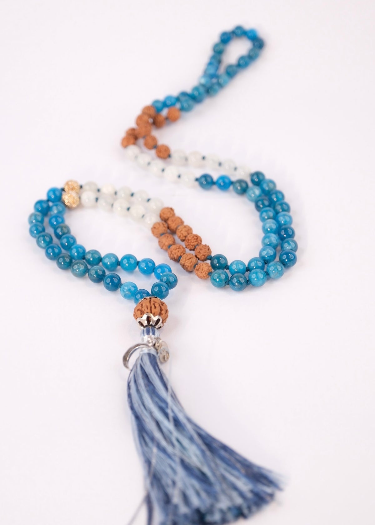 JAYA VIJAYA Victory of Souls Purpose Mala | Apatite, Moonstone, Silver