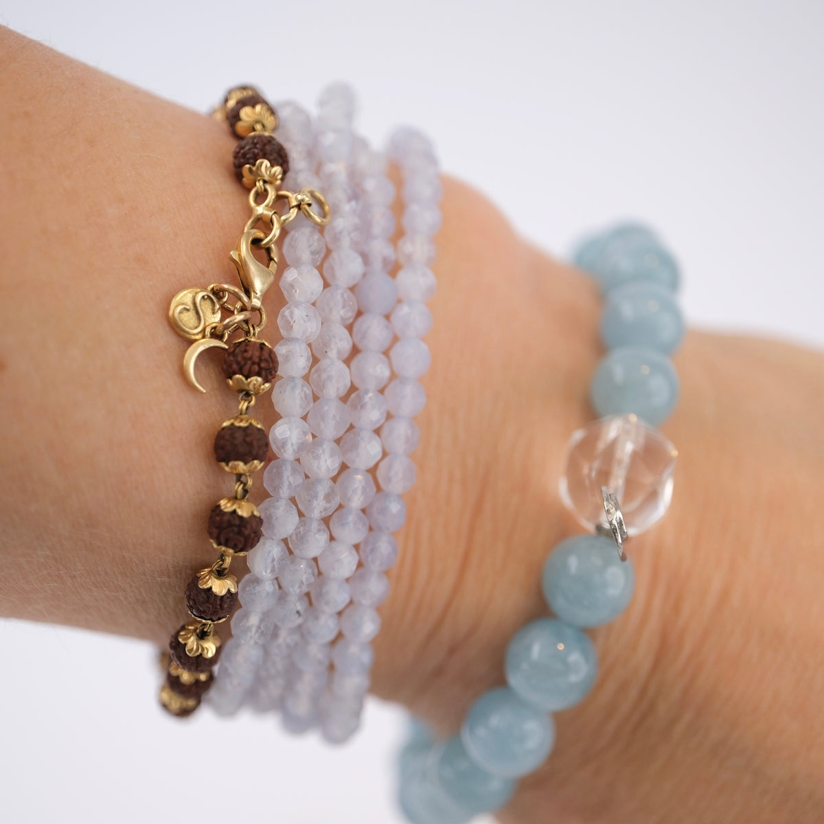 NANDINI Bracelet | faceted Aquamarine stack