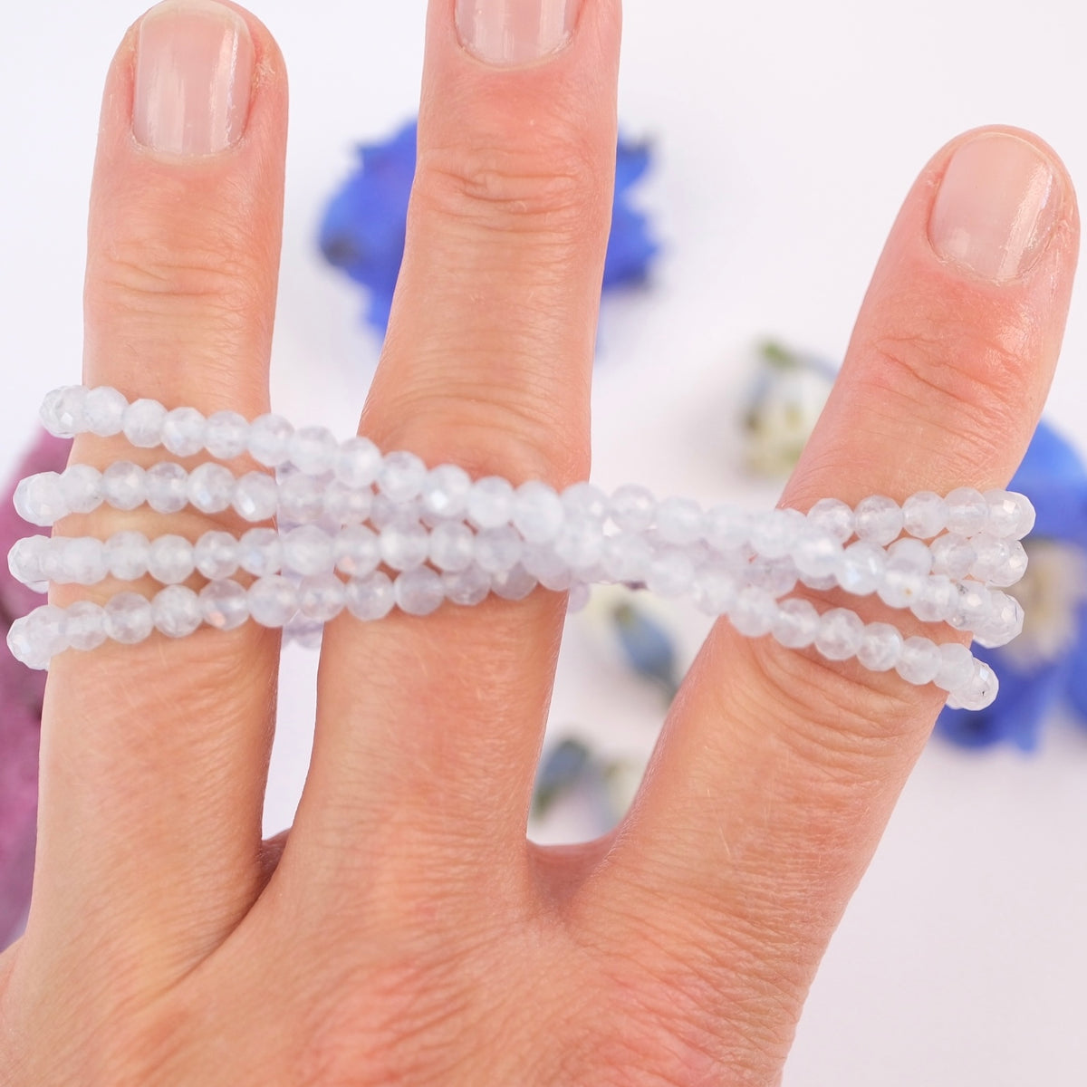 NANDINI Bracelet | faceted Aquamarine stack