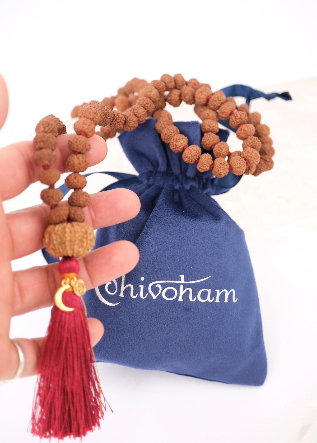 TEMPLE Collection: VISHNU Mala | Nepal 10 Mukhi Guru bead with 108 Indonesian 10 Mukhi Rudraksha