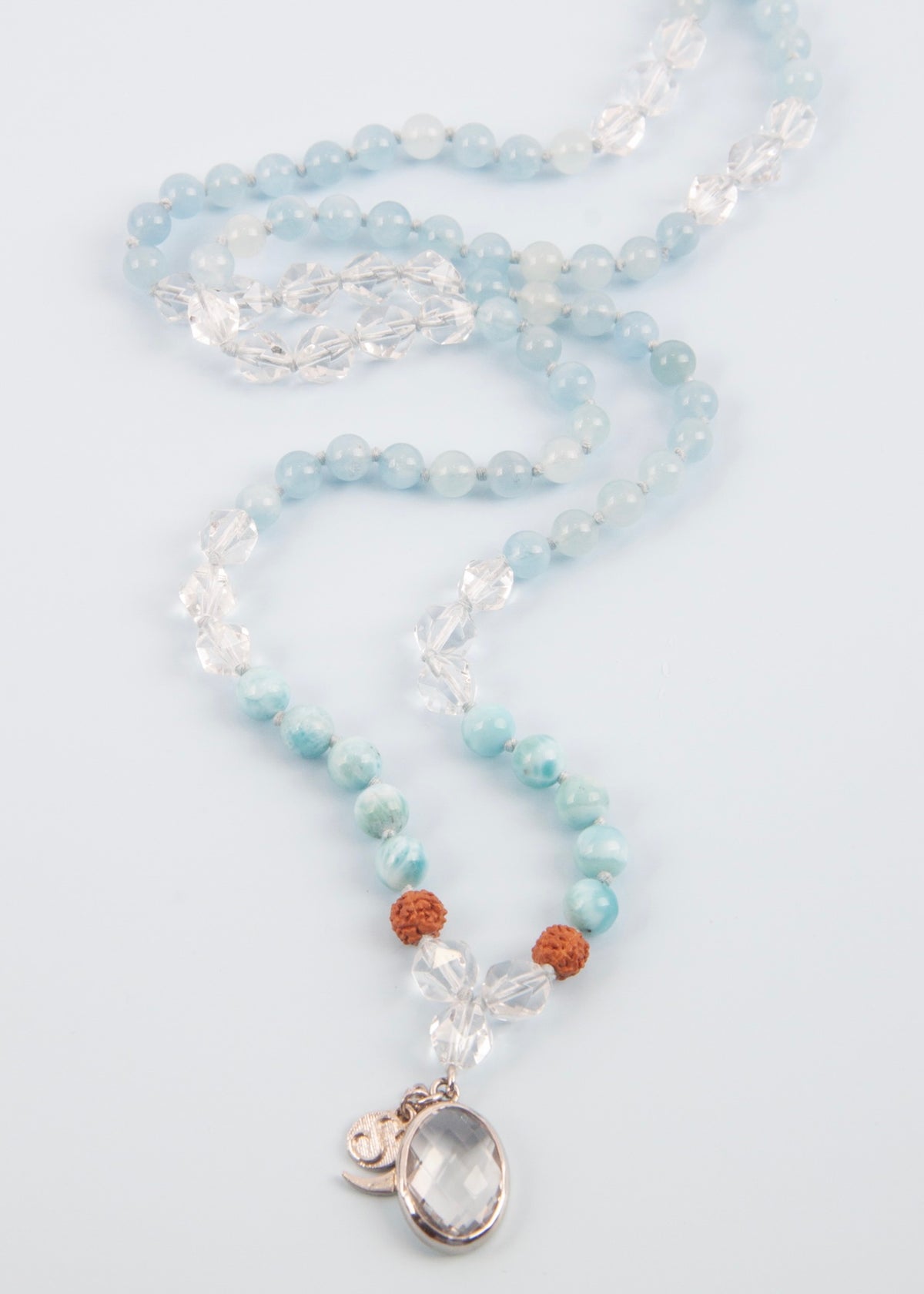 ENLIGHTEN Mala | Larimar, Aquamarine, Herkimer & Quartz