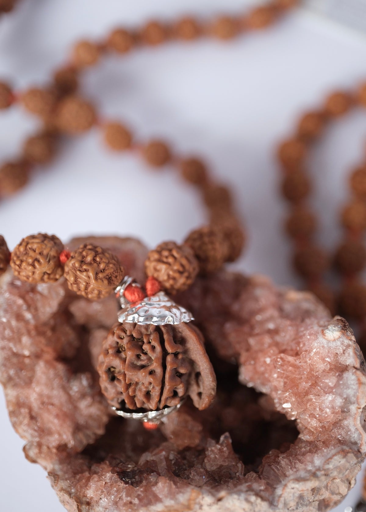 Nepal Ganesh Rudraksha - authentic original Nepali rudraksha bead with sterling silver caps