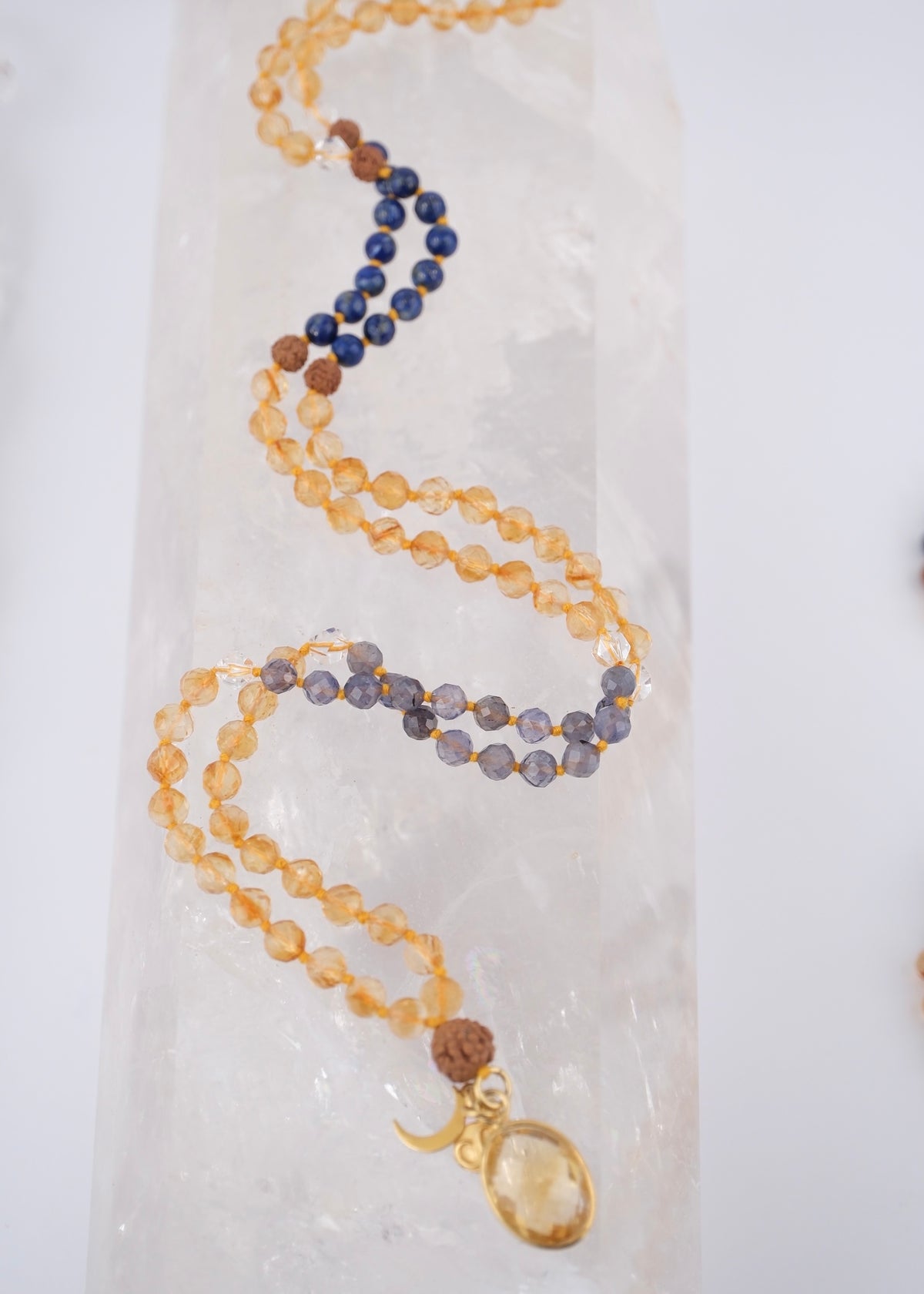 KARMA SIDDHI Success &amp; The Accomplishment of Purposeful Action Mala | Citrine, Iolite, Lapis, Herkimer, Rudraksha