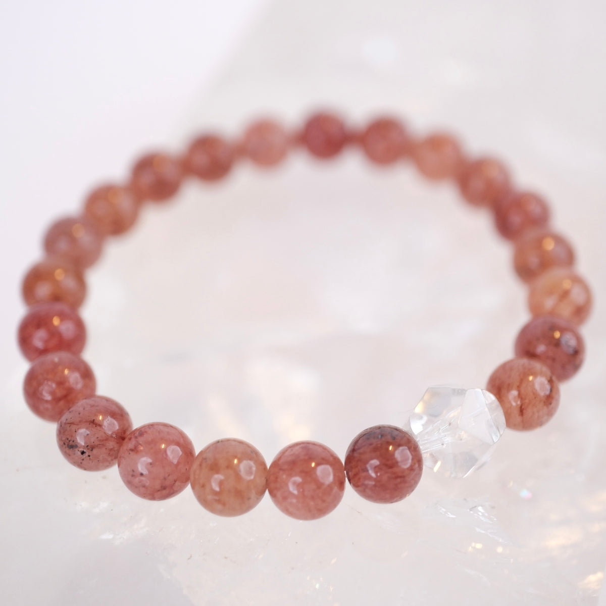 Earth Keeper Bracelet | Strawberry  & Herkimer Quartz