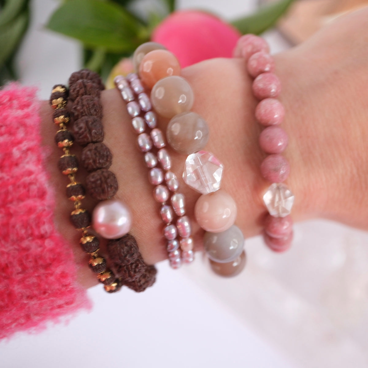 CHANDRA KALA Bracelet 'The Light of the Moon' | 12mm Moonstone with Herkimer