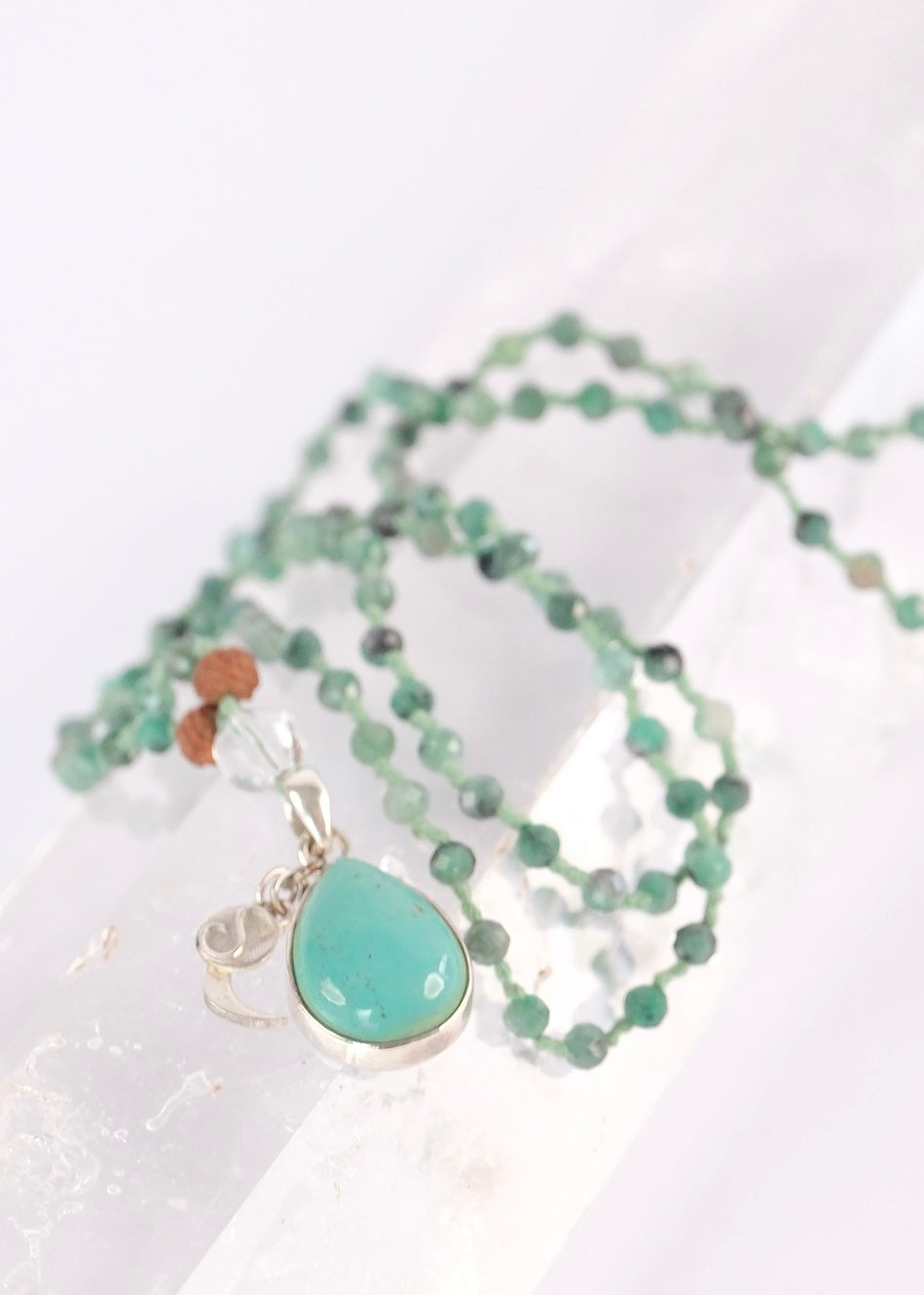 BUDH PRIYA 'The Mala of Mercury's Grace' Vedic Collection | Emerald, Persian Turquoise & Rudraksha