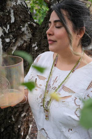 ANANDA Joy Mala | Lemon & Lavender Quartz, Moonstone & Rudraksha