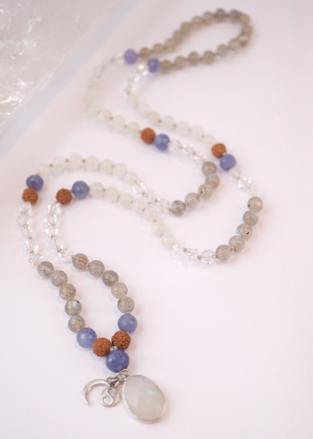 CHANDRASHEKHARA Crescent Moon (New Moon) | Tanzanite, Moonstone, Labradorite, Herkimer & Rudraksha