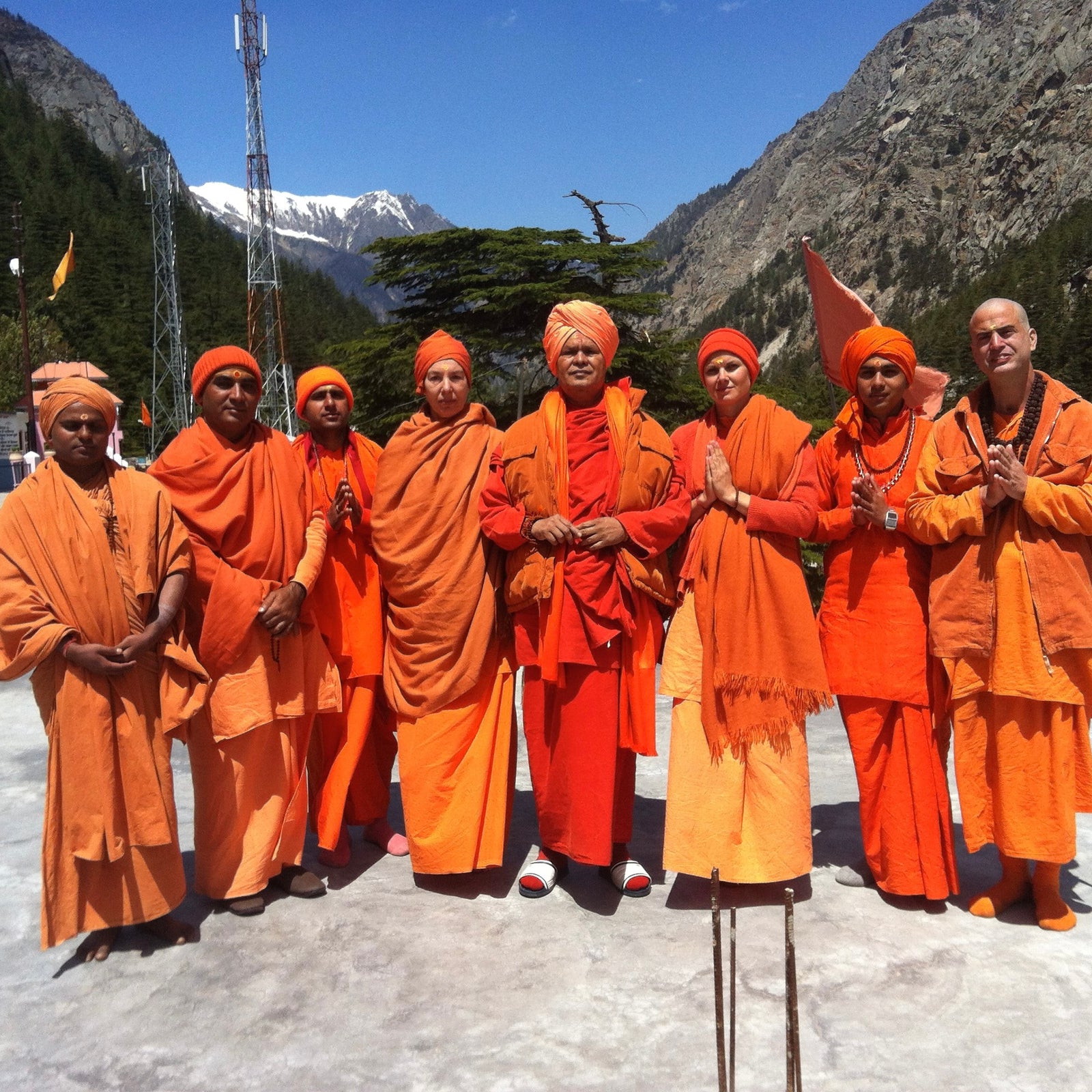 Hindu monks in orange robes