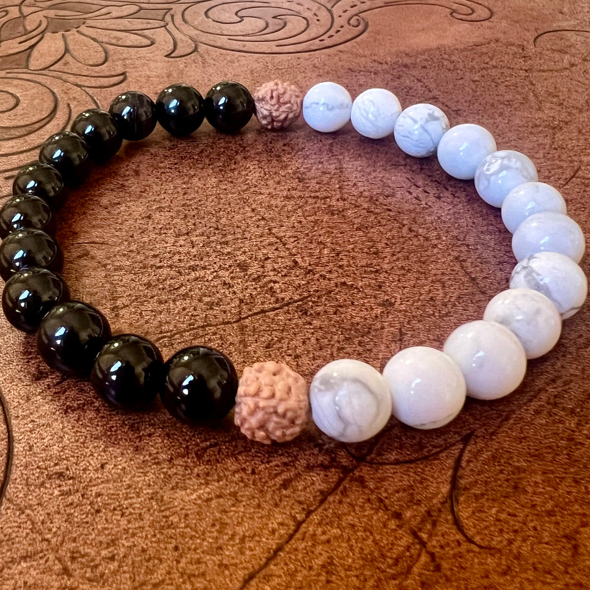 ALIGNMENT Mens Bracelet | Howlite, Obsidian, Rudraksha