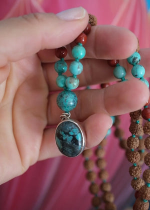 The TRIBAL Mala | Elders and Keepers of the Faith | Persian Turquoise, Red Jasper, Rudraksha