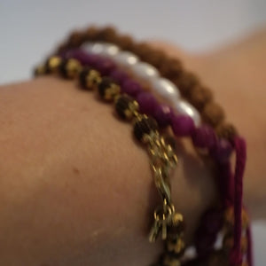 AWAKENED Three tier bracelet stack | Ruby, Pearl, Rudraksha
