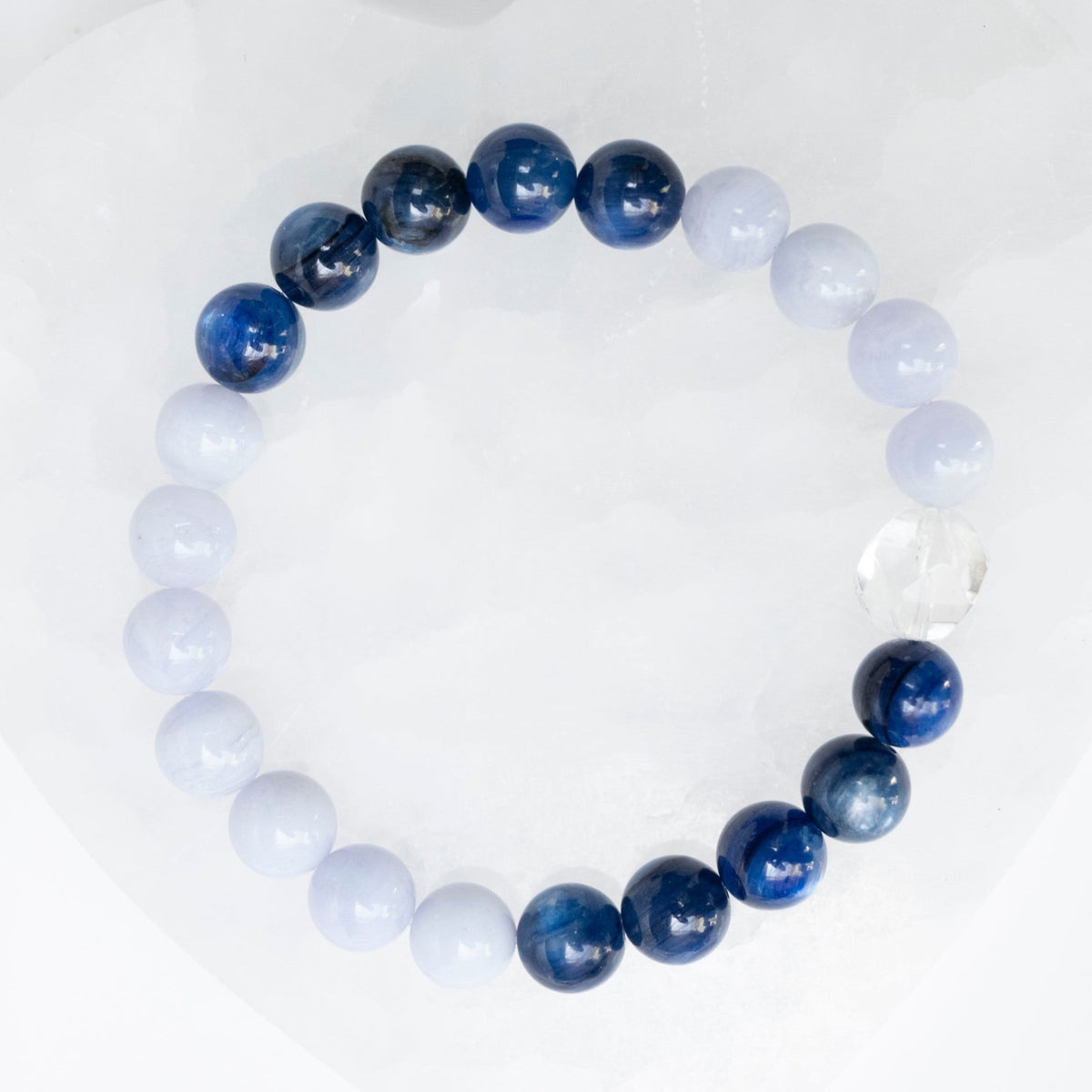 HIGH FREQUENCY Perfect Self Acceptance | Blue Lace Agate, Kyanite Bracelet