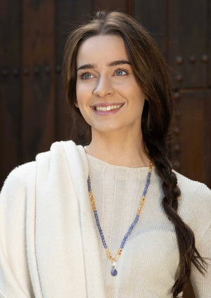 Bhaskaraya Mala | Tanzanite 18k White Gold, Citrine, Herkimer Diamonds