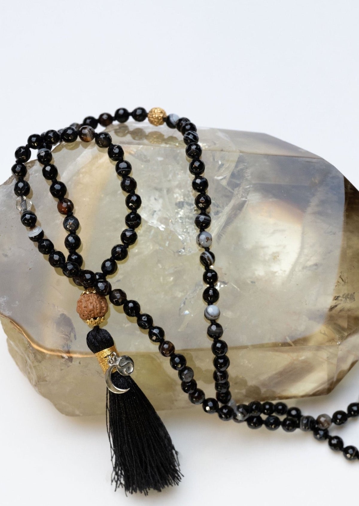 VEDA Wisdom Mala | Faceted Onyx