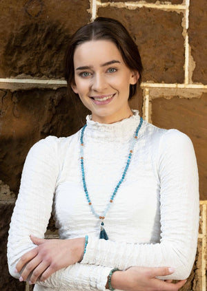 GANGA Flow into Rebirth Mala | Apatite & Aquamarine