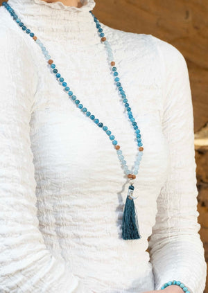 GANGA Flow into Rebirth Mala | Apatite & Aquamarine