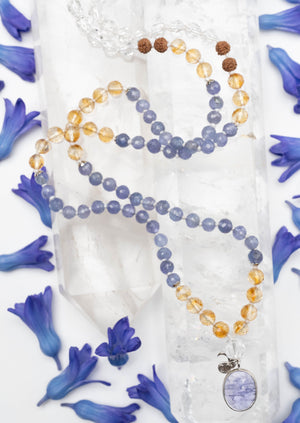 Bhaskaraya Mala | Tanzanite 18k White Gold, Citrine, Herkimer Diamonds