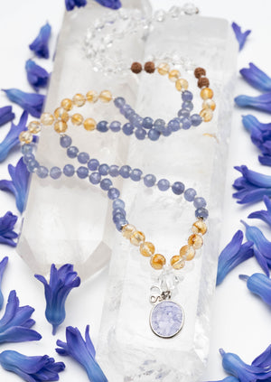 Bhaskaraya Mala | Tanzanite 18k White Gold, Citrine, Herkimer Diamonds