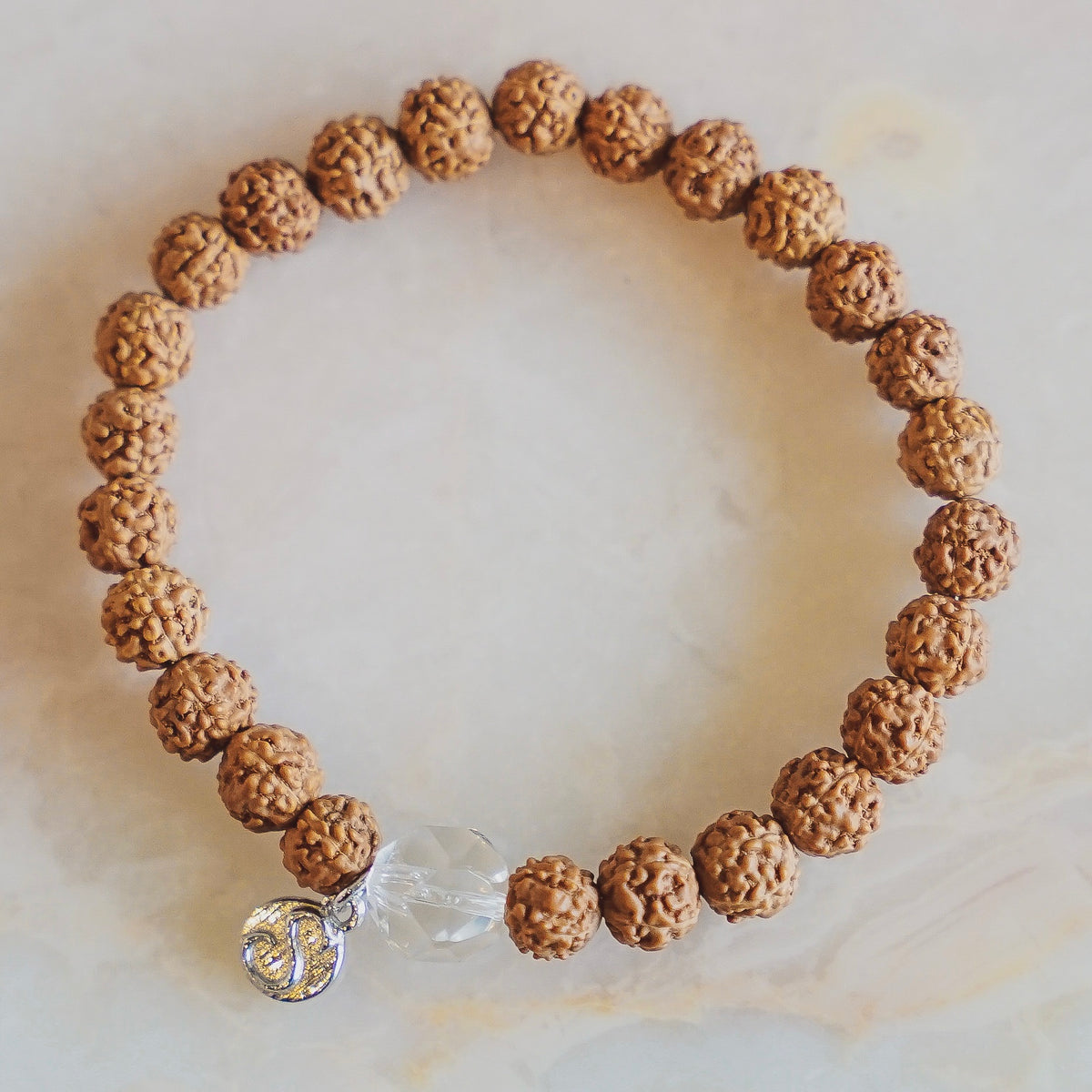 Amazon.com: Satisfactory Nation 2 x OM Rudraksha Bracelet Five Faced Rudraksha  Bracelet Small Beads Wrist Bracelet with Crystal Beads : Clothing, Shoes &  Jewelry