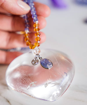 Bhaskaraya Mala | Tanzanite 18k White Gold, Citrine, Herkimer Diamonds