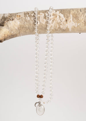 Divine Manifestation Mala SHRI | Hand-carved Himalayan Quartz Sri Yantra Sphatik Mala