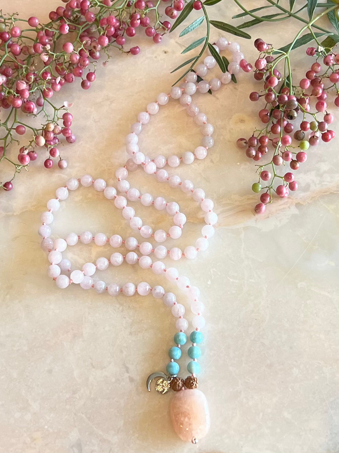 PREM Pure Love Mala | Larimar & Rose Quartz