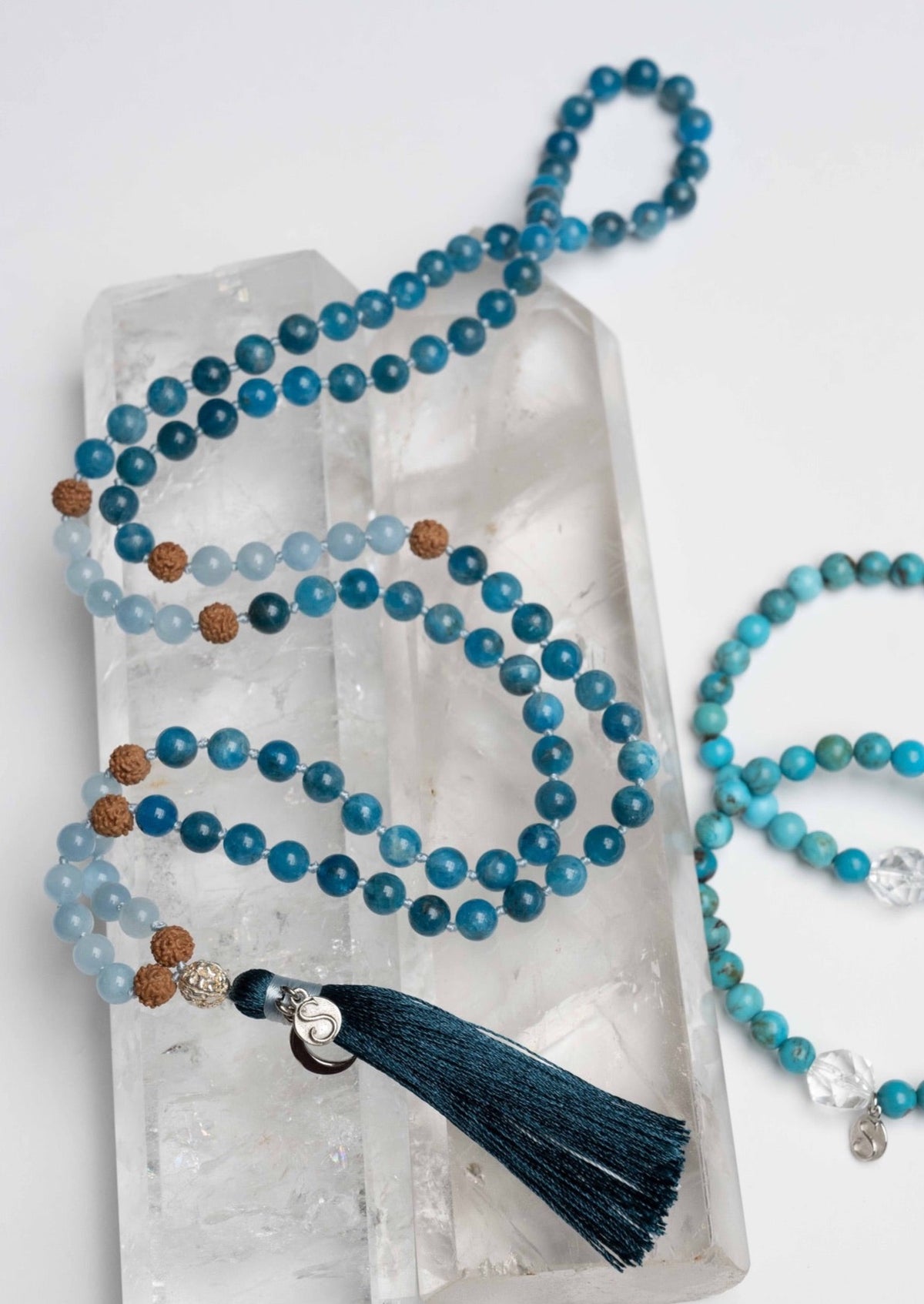 GANGA Flow into Rebirth Mala | Apatite & Aquamarine