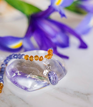 Bhaskaraya Mala | Tanzanite 18k White Gold, Citrine, Herkimer Diamonds