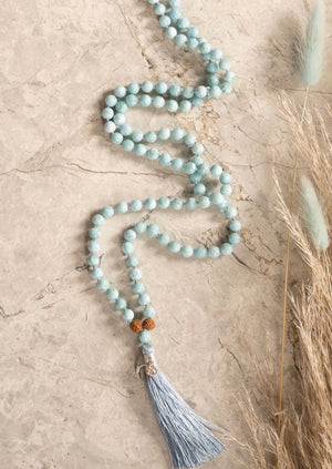 Larimar mala Beads, finest quality 6mm Larimar 108 beads | Shivoham Yoga Malas