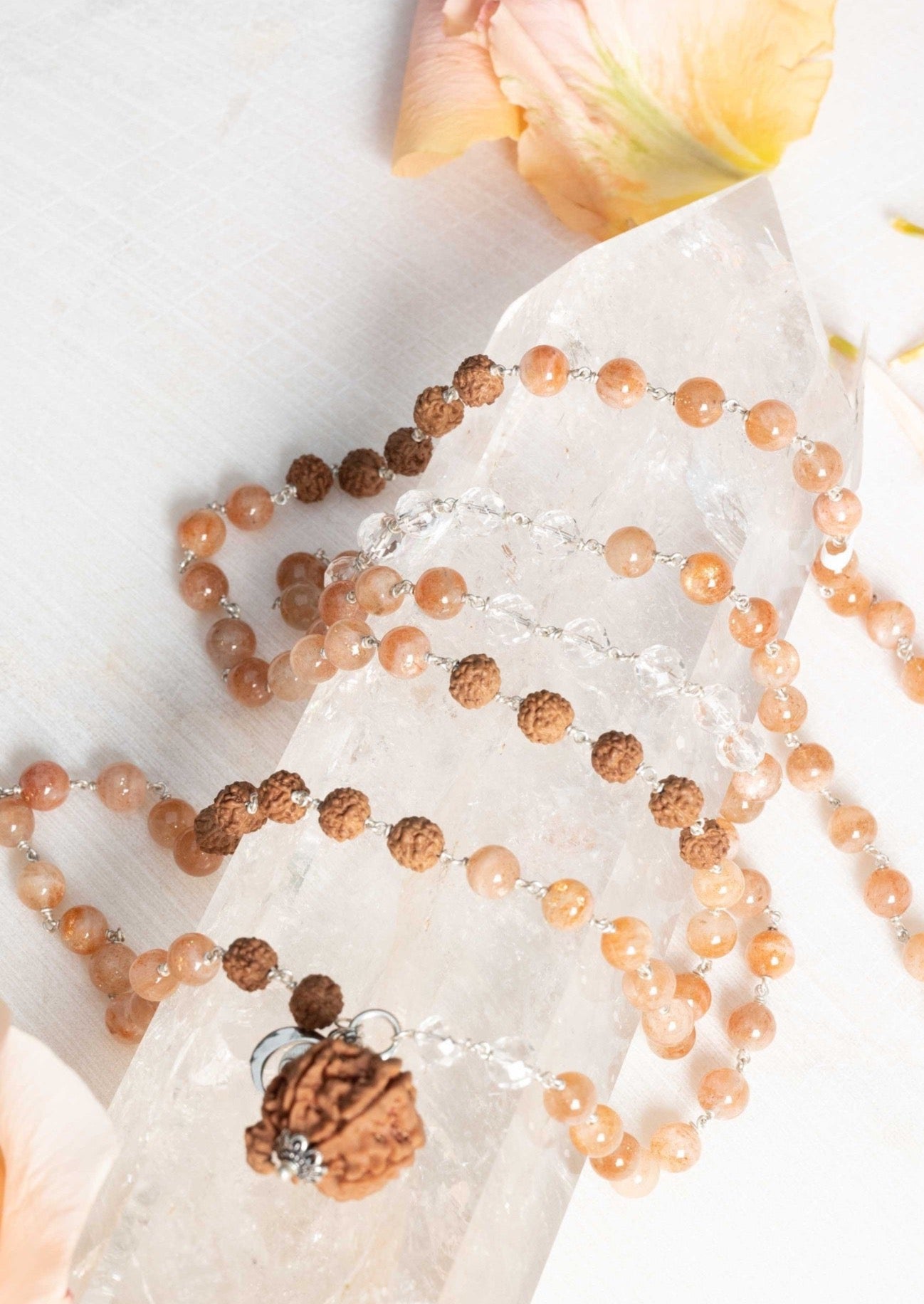 GANESH Sunstone Mala with Silver | All Blessings, Removes Obstacles, Clears the Path