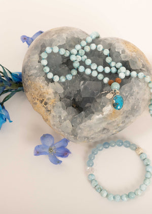 SATYA YUGA Time of Awakening and Truth | Larimar, Turquoise Mala