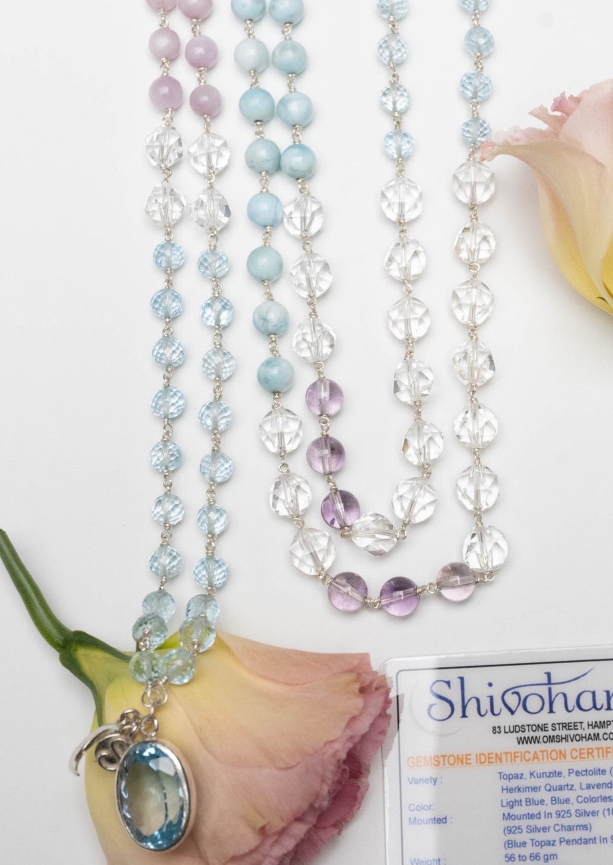 SHANTI DEVA Presence of Peace Mala | with Topaz, Herkimer, Larimar. Profound Blessings