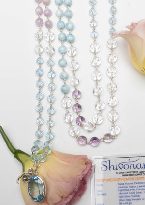 SHANTI DEVA Presence of Peace Mala | with Topaz, Herkimer, Larimar. Profound Blessings