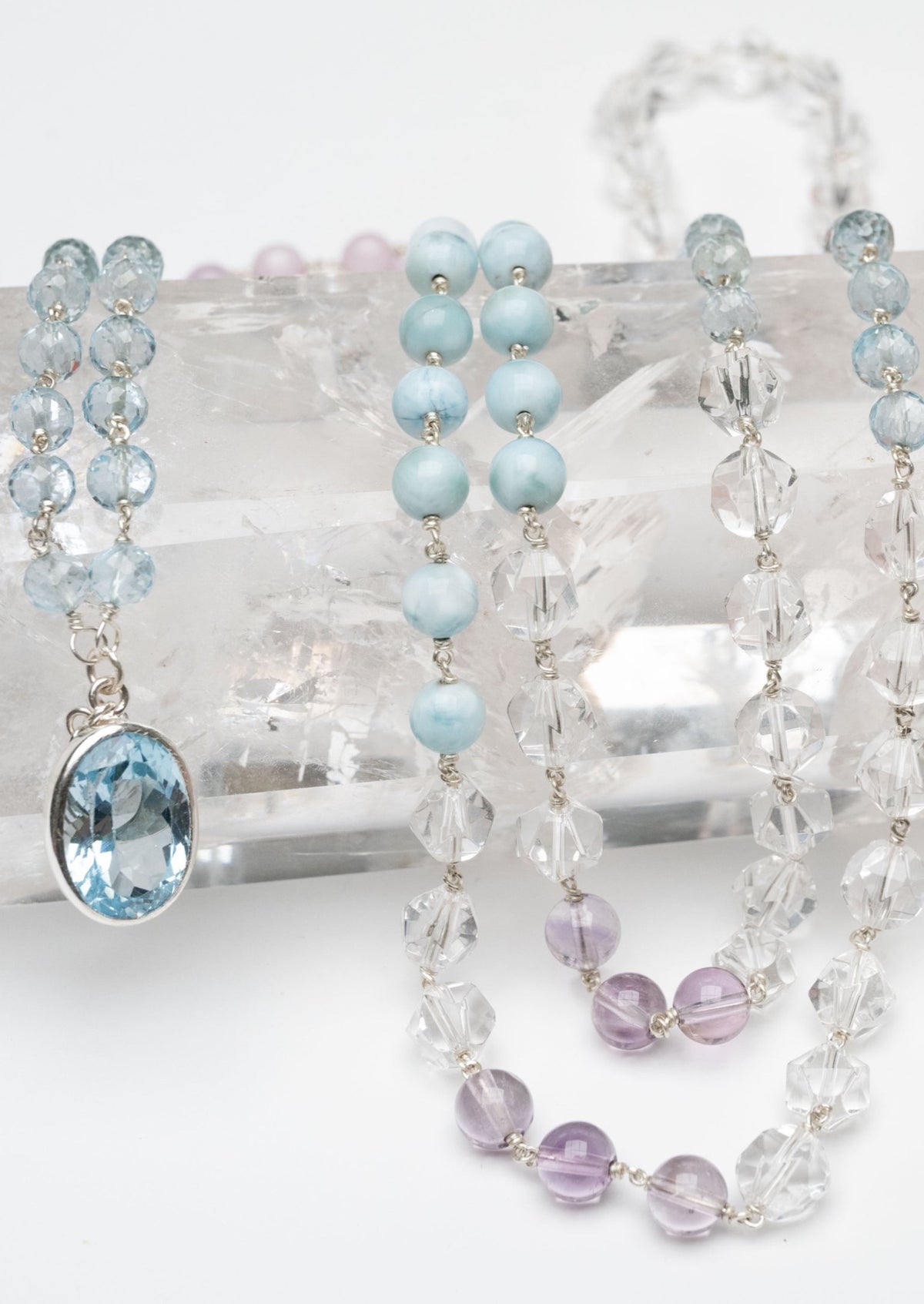 SHANTI DEVA Presence of Peace Mala | with Topaz, Herkimer, Larimar. Profound Blessings