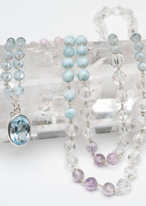 SHANTI DEVA Presence of Peace Mala | with Topaz, Herkimer, Larimar. Profound Blessings