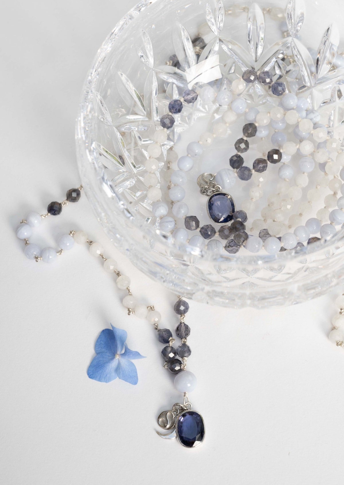 SABIJA SAMADHI Eternal in Light Mala | Iolite & Blue Lace with Sterling Silver.