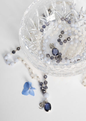 SABIJA SAMADHI Eternal in Light Mala | Iolite & Blue Lace with Sterling Silver.