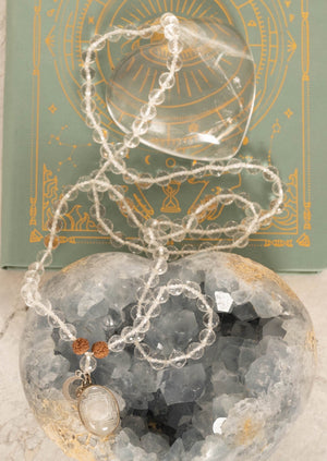 Divine Manifestation Mala SHRI | Hand-carved Himalayan Quartz Sri Yantra Sphatik Mala