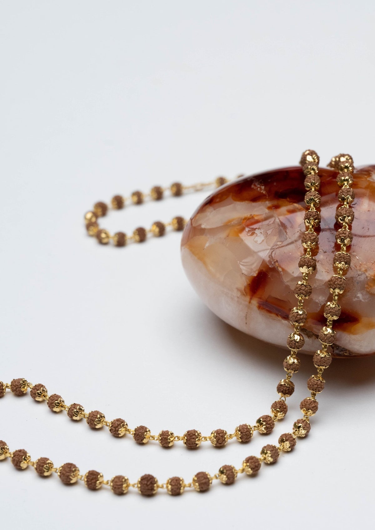 SHIVANI Gold Rudraksha Mala | 108 Rudraksha beads in 18k Gold caps and chain