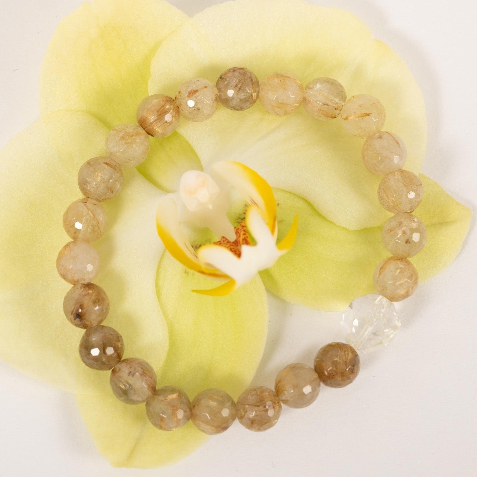 Gold Quartz Bracelet | 8mm Faceted Quartz