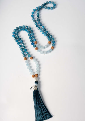 GANGA Flow into Rebirth Mala | Apatite & Aquamarine