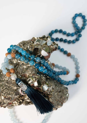 GANGA Flow into Rebirth Mala | Apatite & Aquamarine