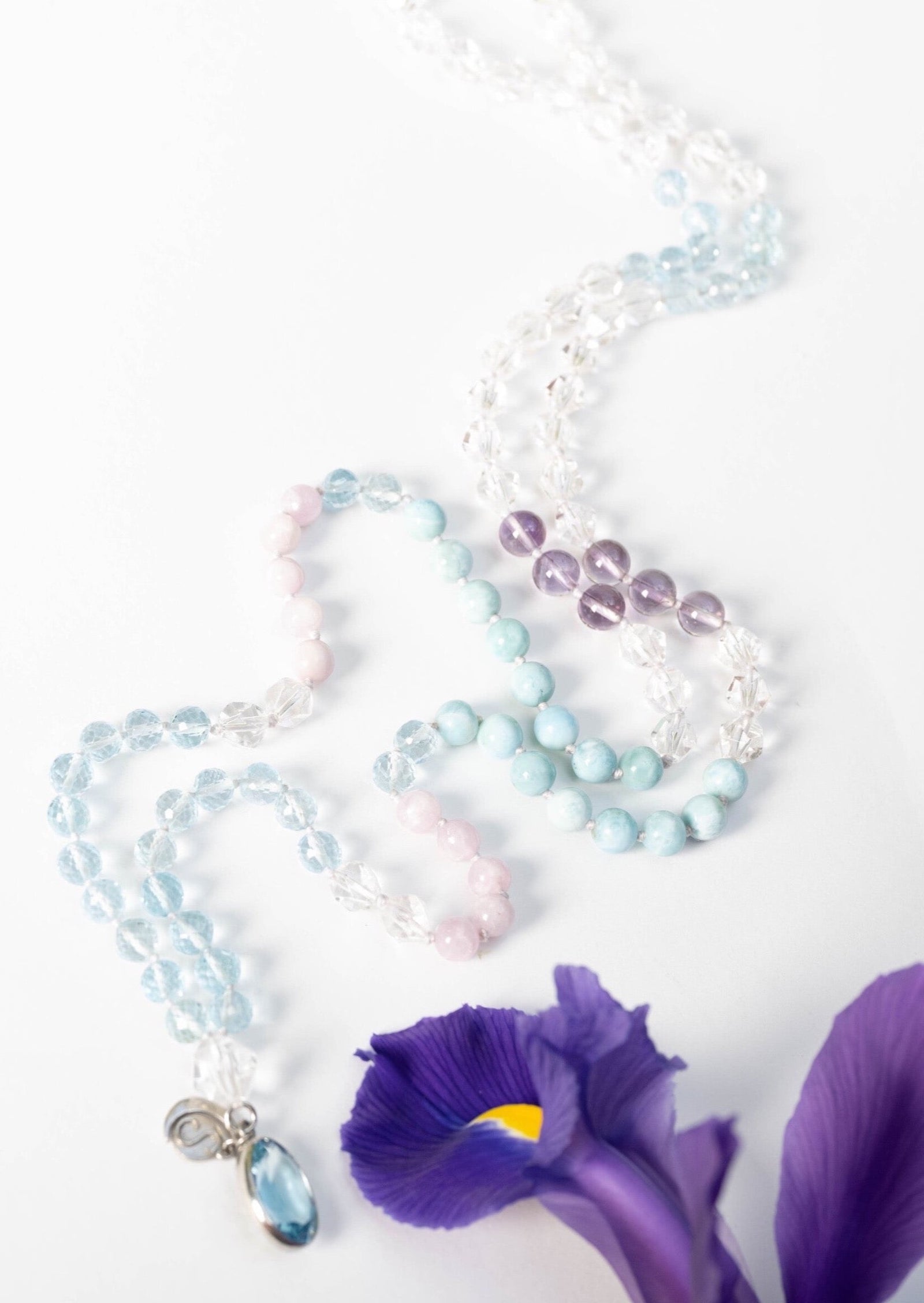 SHANTI Peace Mala | Topaz, Larimar, Herkimer, Kunzite