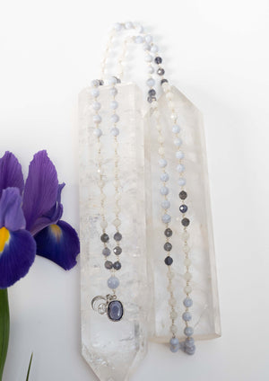SABIJA SAMADHI Eternal in Light Mala | Iolite & Blue Lace with Sterling Silver.