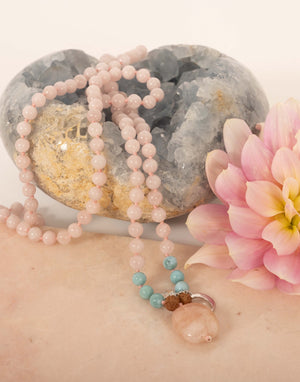 Woman's Rose Quarts Mala Gifts of Love | Shivoham Australia